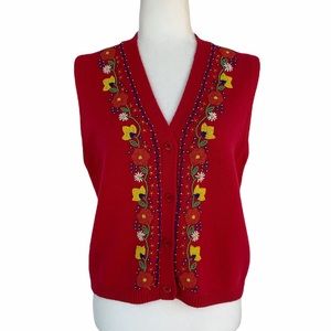 Vintage The Limited Beaded Red Sweater Vest